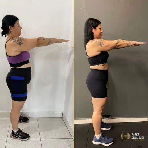 Antes e depois de aluna: emagrecimento e recomposição corporal