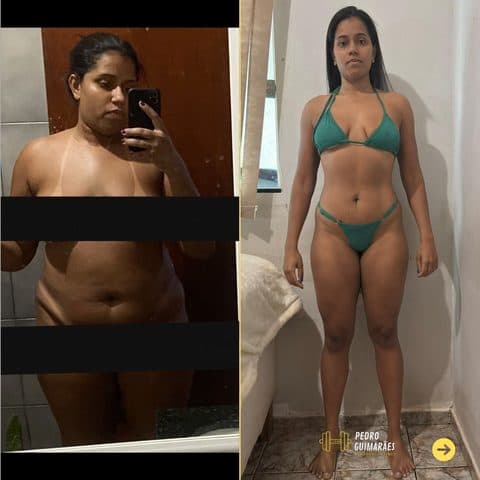 Antes e depois de aluna: grande transformação de emagrecimento